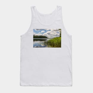 Lake summer view with clouds and trees Tank Top